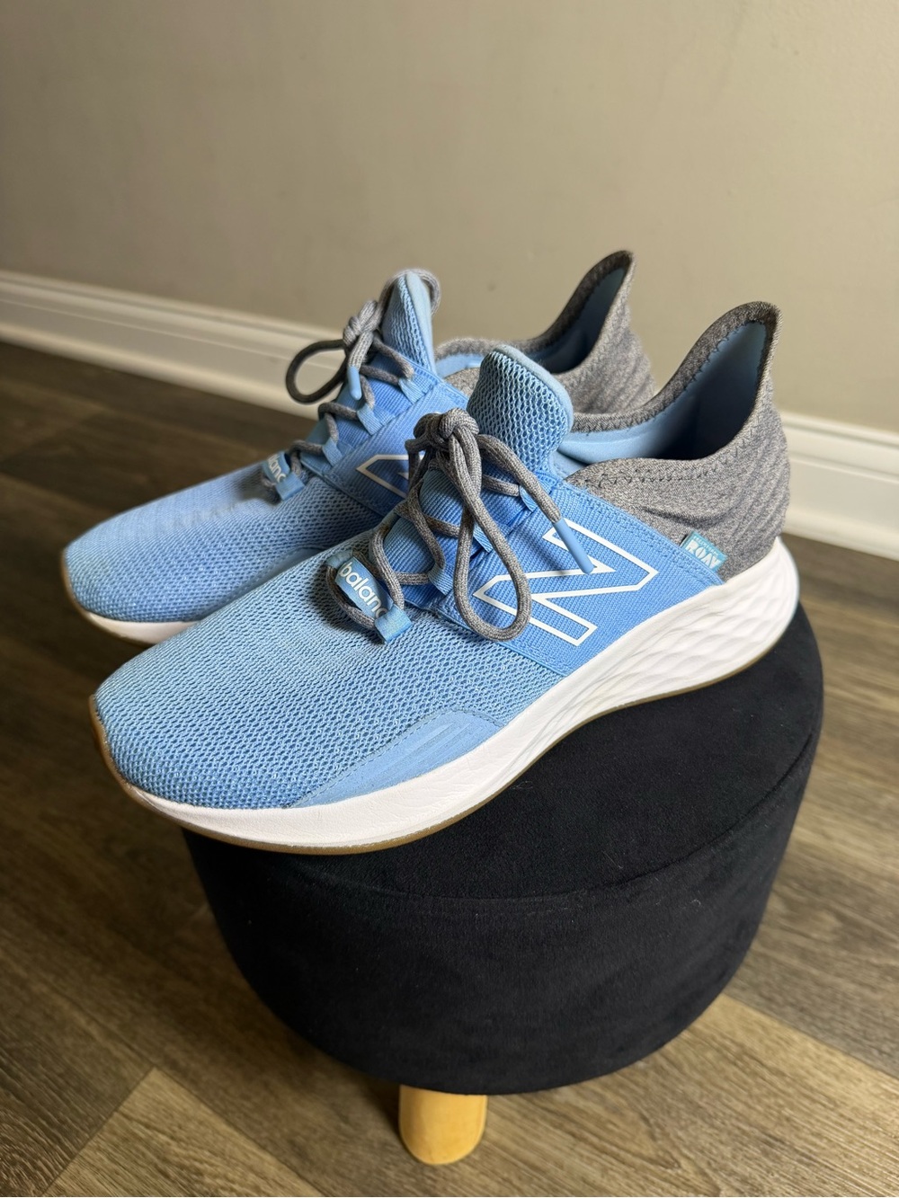 New Balance Kids Light Blue and Gray Knit Sneakers